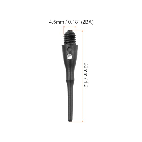 PATIKIL Plastic Dart Tips 2BA Thread, 50 Pack Soft Tip Dart Points Replacement Dart Accessories, Black