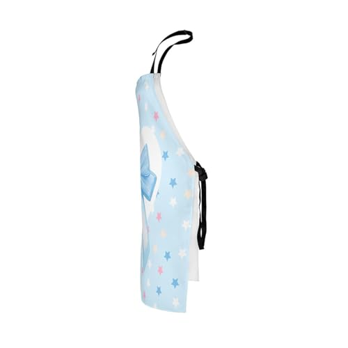Manfei Blue Bowknot Kids Kitchen Apron - color: Colorful