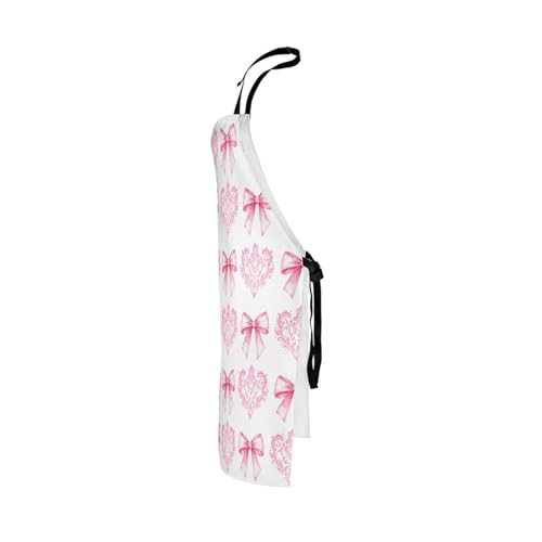 Manfei Blue Bowknot Kids Kitchen Apron - color: Light Pink