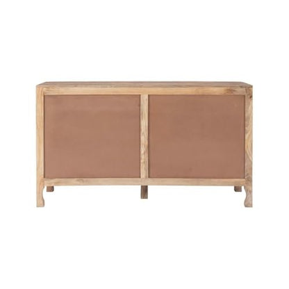Pemberly Row Transitional Mango Wood Two Door Cabinet, Natural Brown Finish, 60" w x 20" d x 34" h, Handcrafted Storage Sideboard for Dining Room, Entryway, or Living Room