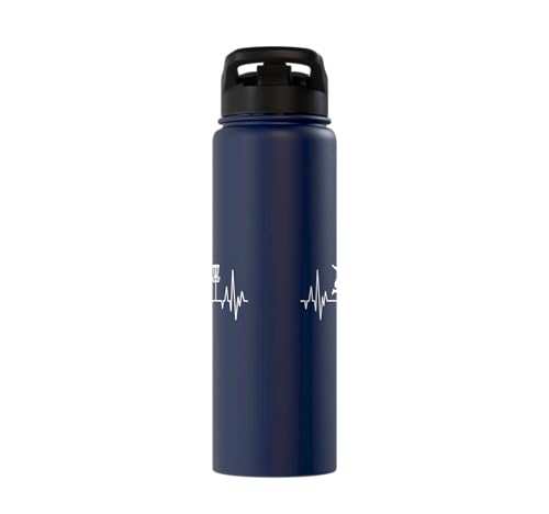 Disc Golf Frisbee Midrange Heartbeat Set Gift Putter Stainless Steel Insulated Water Bottle - color: Navy Blue