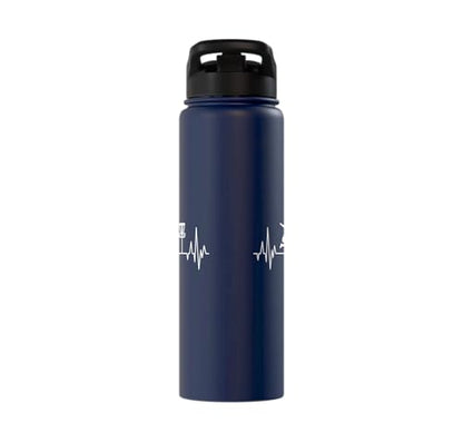 Disc Golf Frisbee Midrange Heartbeat Set Gift Putter Stainless Steel Insulated Water Bottle - color: Navy Blue