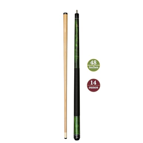 ASKA Short Kids Cue Stick, Canadian Hard Rock Maple, 13mm Hard Tip - color: 48-inches Green, Wrap (LEC48GRN)