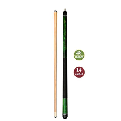 ASKA Short Kids Cue Stick, Canadian Hard Rock Maple, 13mm Hard Tip - color: 48-inches Green, Wrap (LEC48GRN)