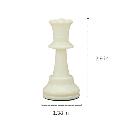 WE Games Replacement Staunton Chess Piece - Light Queen for Tournament Chess Set, Plastic Chess Piece with Felt Bottom, Classic Design, Replacement Chess Pieces for Chess Set - color: White Queen
