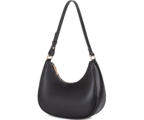 CYHTWSDJ Shoulder Bags for Women, Cute Hobo Tote Handbag Mini Clutch Purse with Zipper Closure - color: Moon Black