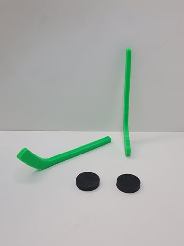 Mini Tabletop Hockey Game with Stick and Puck for Desktop Play Fun Toy for Kids and Adults (2 Green Sticks + 2 Black Pucks) - color: 2 Green Sticks + 2 Black Pucks