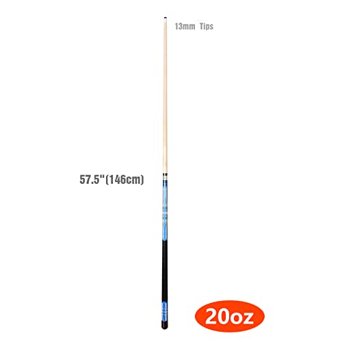 Set of 2 Pool Cue Stick,58" 2 Piece Maple Billiard Cue Stick - color: Blue