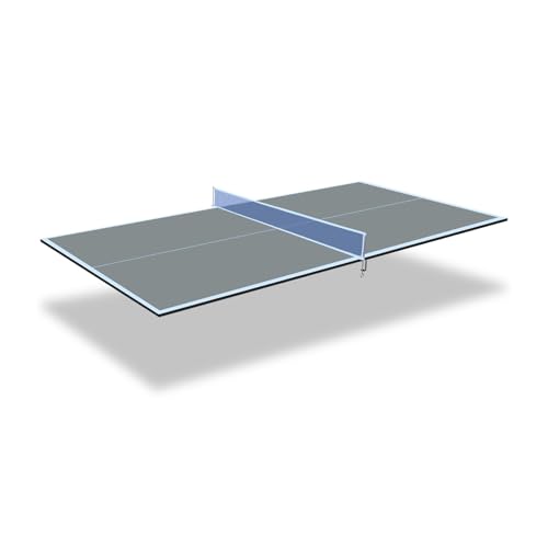 Foldable Ping Pong Table Top for Billiard Table, 6FT/7FT/8FT/9FT Table Tennis Table Topper for Pool Table, Indoor Outdoor Portable Table Tennis Conversion Top w/Net & Foam Padding - color: Gray, size: 6x3FT