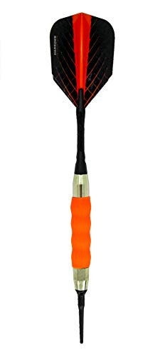 sure grip Viper Orange Soft Tip Darts with Dart Case & Accessories Choice of Flights 16 or 18 Grams Plus I Love Darts Bracelet (Harrows Quantum, 16g)