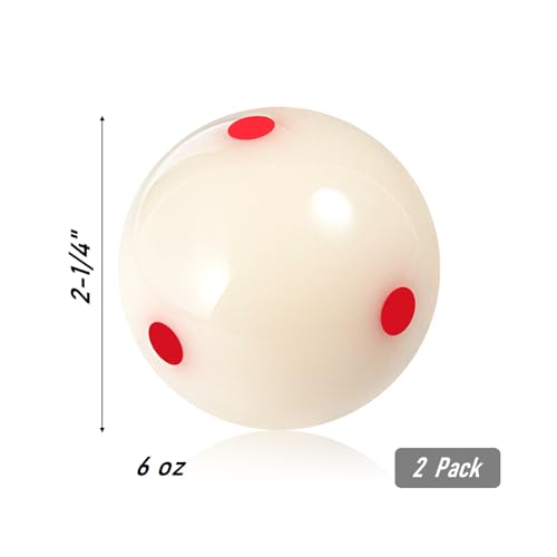 Pro-Cup Pool Cue Ball 2 1/4" 6 Red Dots AAA-Grade Regulation Size Billiard Training Cue Ball (2 Pack)