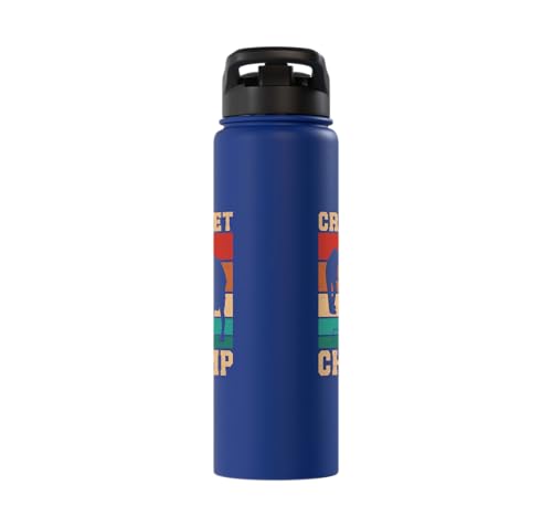 Croquet Champ Retro Funny Lawn Game Player Quote Stainless Steel Insulated Water Bottle - color: Royal Blue