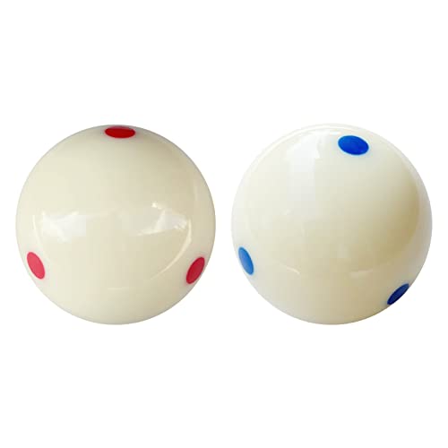 Pool Billiard Cue Ball Training Set, 2-1/4" Regulation Phenolic Resin, 6 Dot Measle & Aim Target Practice Balls, Spin & Accuracy Training Aid for Beginners & Advanced Players - color: Red & Blue Measle Balls
