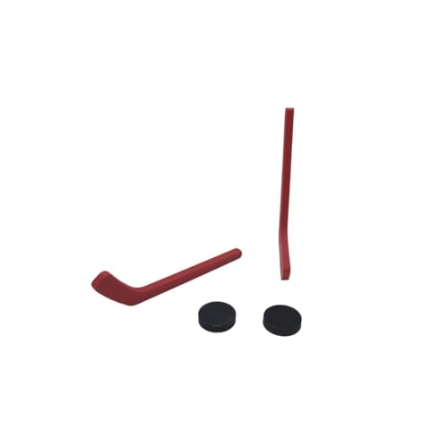 Mini Tabletop Hockey Game with Stick and Puck for Desktop Play Fun Toy for Kids and Adults (2 Red Sticks + 2 Black Pucks) - color: 2 Red Sticks + 2 Black Pucks