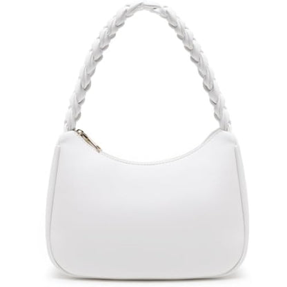 CYHTWSDJ Shoulder Bags for Women, Cute Hobo Tote Handbag Mini Clutch Purse with Zipper Closure - color: Braid White