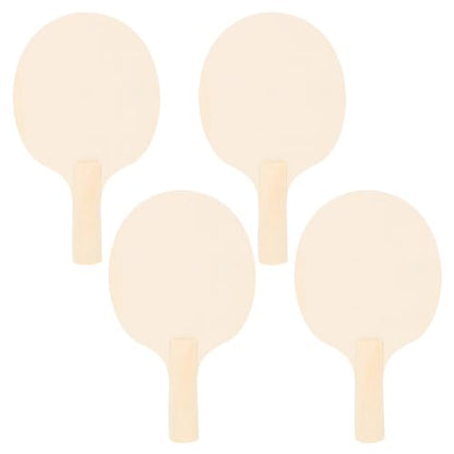 COHEALI 4-Pack Unfinished Wooden Pong Paddles Blades DIY Table Tennis Racket Blanks for Indoor Outdoor Table Tennis Paddle Game
