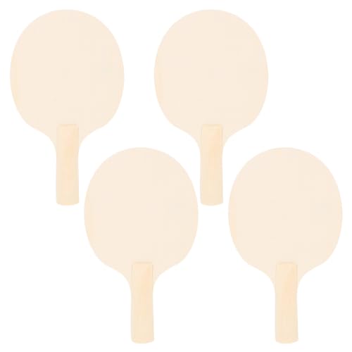 COHEALI 4-Pack Unfinished Wooden Pong Paddles Blades DIY Table Tennis Racket Blanks for Indoor Outdoor Table Tennis Paddle Game