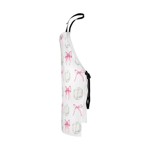 Manfei Blue Bowknot Kids Kitchen Apron - color: Pink and White