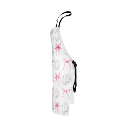 Manfei Blue Bowknot Kids Kitchen Apron - color: Pink and White