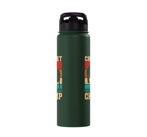 Croquet Champ Retro Funny Lawn Game Player Quote Stainless Steel Insulated Water Bottle - color: Dark Green