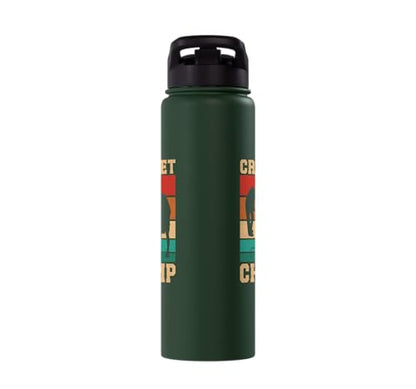 Croquet Champ Retro Funny Lawn Game Player Quote Stainless Steel Insulated Water Bottle - color: Dark Green