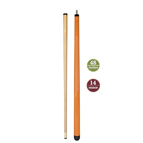 ASKA Short Kids Cue LCS, Canadian Hard Rock Maple Billiard Pool Cue Stick - color: 48-Inches, Orange (SWP48O)