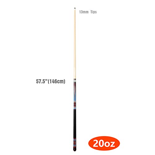 Set of 2 Pool Cue Stick,58" 2 Piece Maple Billiard Cue Stick - color: Red