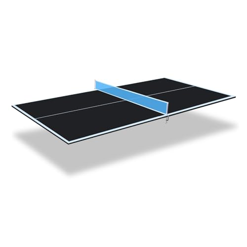 Foldable Ping Pong Table Top for Billiard Table, 6FT/7FT/8FT/9FT Table Tennis Table Topper for Pool Table, Indoor Outdoor Portable Table Tennis Conversion Top w/Net & Foam Padding - color: Black, size: 7x4FT