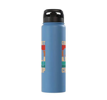 Croquet Champ Retro Funny Lawn Game Player Quote Stainless Steel Insulated Water Bottle - color: Light Blue