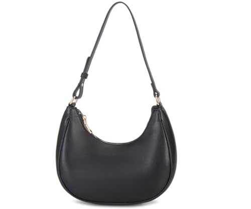 CYHTWSDJ Shoulder Bags for Women, Cute Hobo Tote Handbag Mini Clutch Purse with Zipper Closure - color: Moon Black