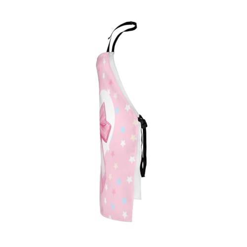 Manfei Blue Bowknot Kids Kitchen Apron - color: Pink