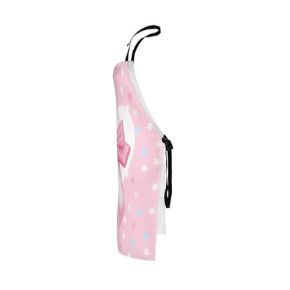 Manfei Blue Bowknot Kids Kitchen Apron - color: Pink