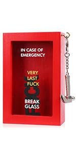 Very Last Fuck Emergency Box Funny Gag Gifts for Men Women | Funny White Elephant Gifts for Adults & Christmas Stocking Stuffers, In Case of Emergency Break Glass Wood Box Desk Decor - style: F Emergency Box