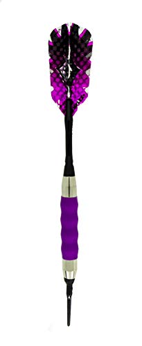 sure grip Viper Purple Soft Tip Darts with Dart Case & Accessories Choice of Flights 16 or 18 Grams Plus I Love Darts Bracelet (Dimplex Metallic, 16)