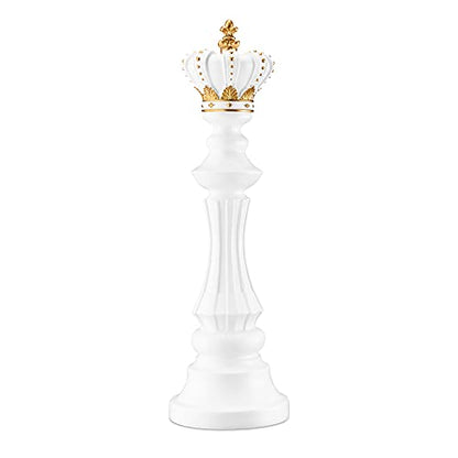 Navaris Chess Statue Decor Piece - 16" Tall Decorative Resin Sculpture - Large Game Figure Decoration Ornament for Home, Office, Study - White King