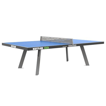 KETTLER Eden Weatherproof Stationary Outdoor Table Tennis Table with Galvanized Steel Legs and Permanent Net and Post System