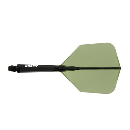 CUESOUL ROST 77 Integrated Dart Shaft and Flight Big Wing Shape,Set of 3 - color: Green with White Logo, size: M-28mm