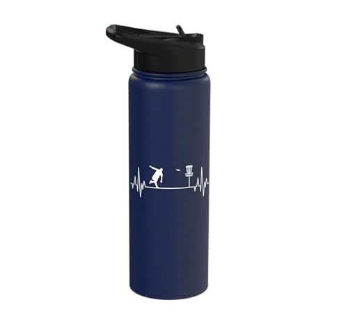 Disc Golf Frisbee Midrange Heartbeat Set Gift Putter Stainless Steel Insulated Water Bottle - color: Navy Blue
