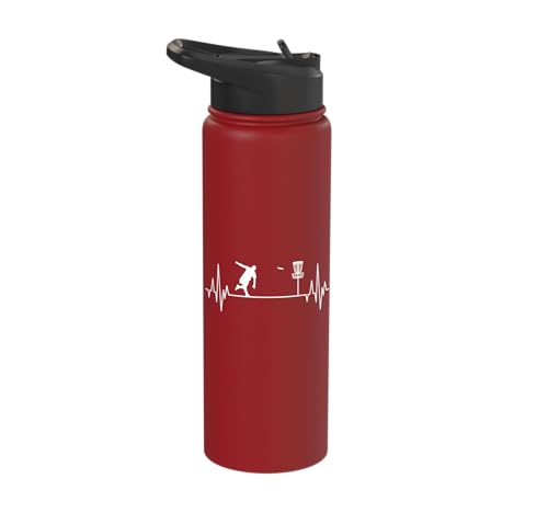 Disc Golf Frisbee Midrange Heartbeat Set Gift Putter Stainless Steel Insulated Water Bottle - color: Red