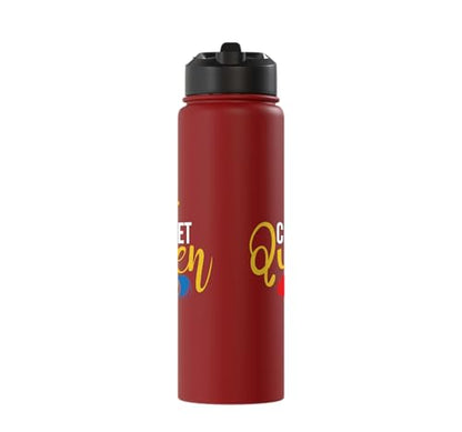Croquet Queen - Lawn Game Mallet Wicket Hoop Ball Stainless Steel Insulated Water Bottle - color: Red