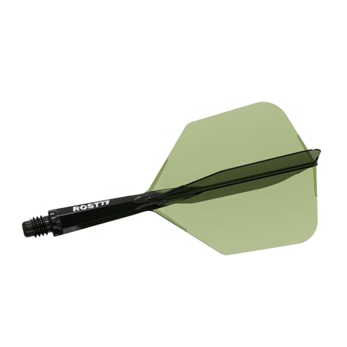 CUESOUL ROST 77 Integrated Dart Shaft and Flight Big Wing Shape,Set of 3 - color: Green with White Logo, size: S-23mm