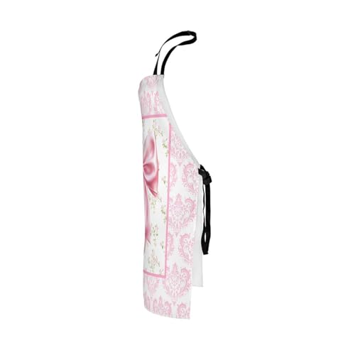 Manfei Blue Bowknot Kids Kitchen Apron - color: Baby Pink