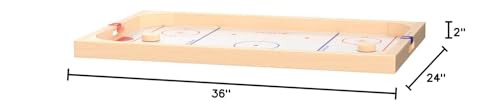 GoSports Hockey Ice Pucky Wooden Table Top Hockey Game for Kids & Adults - Includes 1 Game Board, 2 Hockey Sticks & 3 Pucks