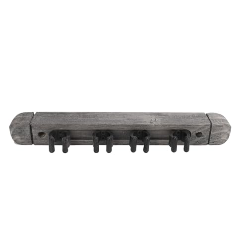 Wall Mounted Cue Holder Rack 4 Slots, Wooden Billiard Cue Stick Organizer with Brushed Silver Grey Finish, Modern Minimalist Wall Mount for Home Game Room or Pool Hall