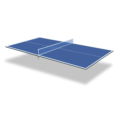 7/8/9Ft Mid-Size Ping Pong Conversion Top, Foldable & Portable Table Tennis Table Top with Net, No Assembly Needed, Indoor/Outdoor Table Tennis Surface - color: Blue, size: 7 Ft