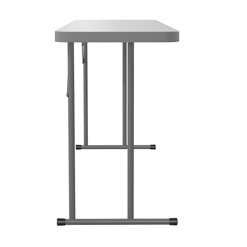 EMMA + OLIVER 6' Rectangular Plastic Folding Table, Long Plastic Foldable Table for Residential Indoor/Outdoor Events, White - color: Grey