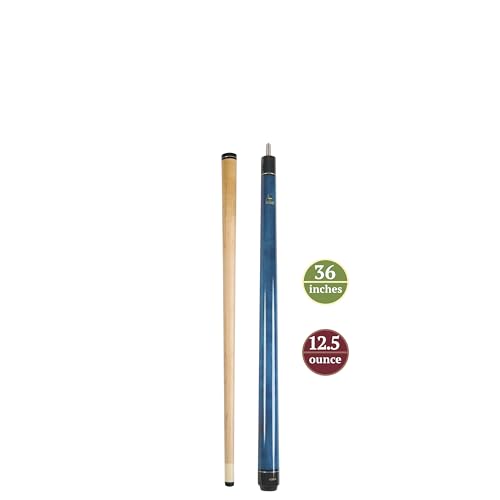 ASKA Short Kids Cue Stick, Canadian Hard Rock Maple, 13mm Hard Tip - color: 36-inches Blue, No Wrap (LECN36)