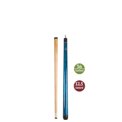 ASKA Short Kids Cue Stick, Canadian Hard Rock Maple, 13mm Hard Tip - color: 36-inches Blue, No Wrap (LECN36)