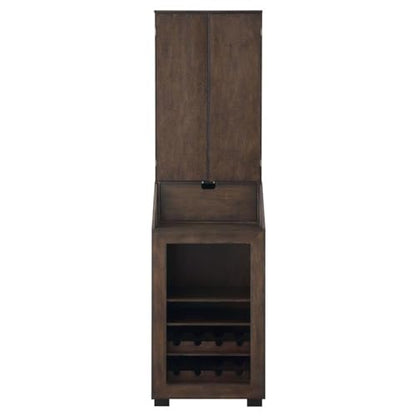 BOWERY HILL Dartboard Cabinet, 24" W x 15" D x 45" H, Walnut Finish, Includes Dartboard, Scoreboards, Darts, Wine Rack, Drop Down Storage Shelf, Traditional Style for Game Room Entertainment