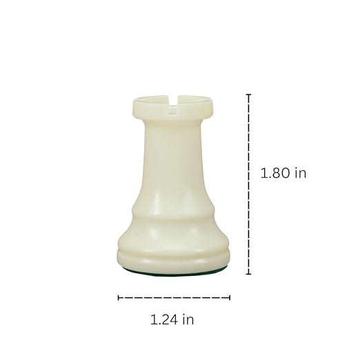 WE Games Replacement Staunton Chess Pieces - Light Rook, Plastic with Felt Bottom, Classic Design - color: White Rook